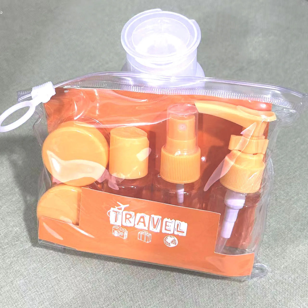 6 PCS Travel Bottles Set Leak Proof Press Type Refillable Containers For Cosmetics Lotion Cream Liquid Toiletries Storage Peaceful Pleasures Health and Wellness Orange