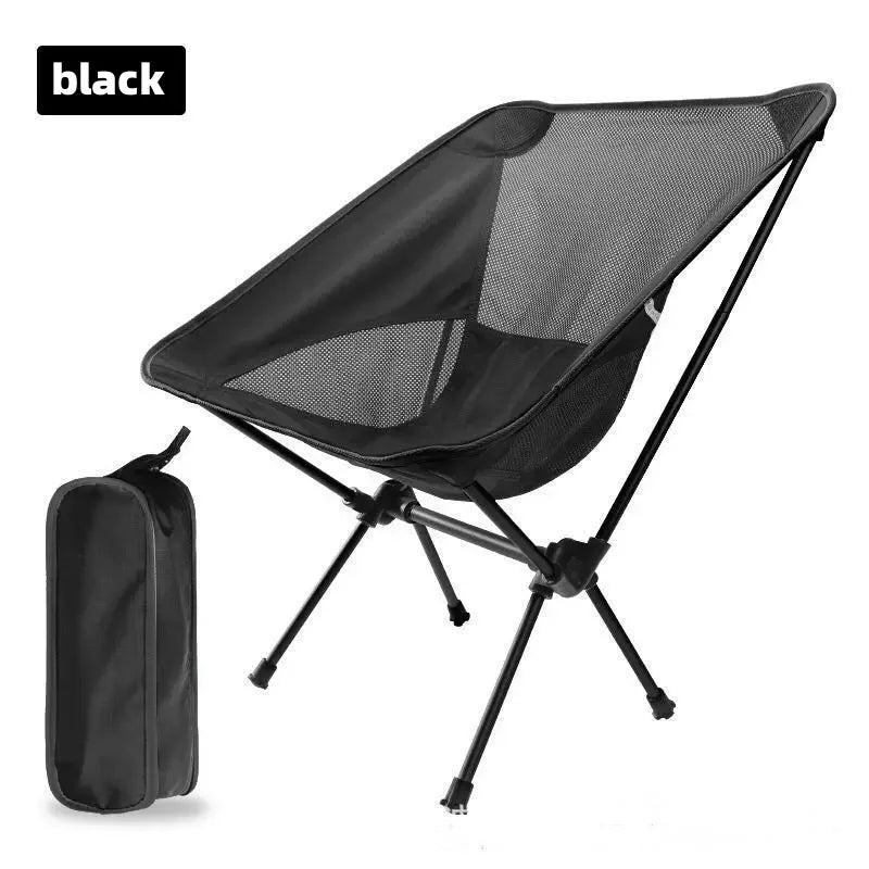 Outdoor moon chair, camping folding chair, portable leisure backrest chair, ultra-light aluminum alloy folding chair Comfortable Peaceful Pleasures Health and Wellness black