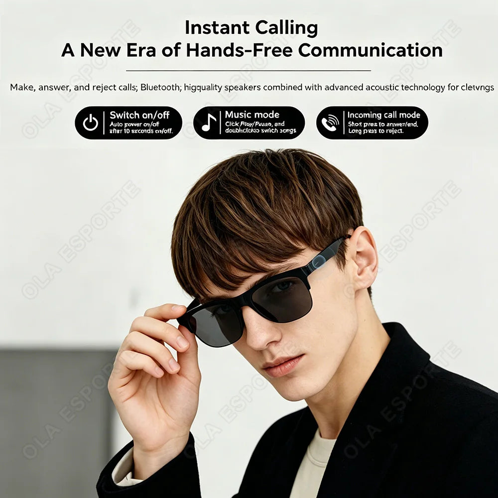 2026 Trending Smart Glasses Wireless Bluetooth Call IP4 Waterproof Outdoor Sport Sunglasses Music Control High Sound Quality Men Peaceful Pleasures Health and Wellness