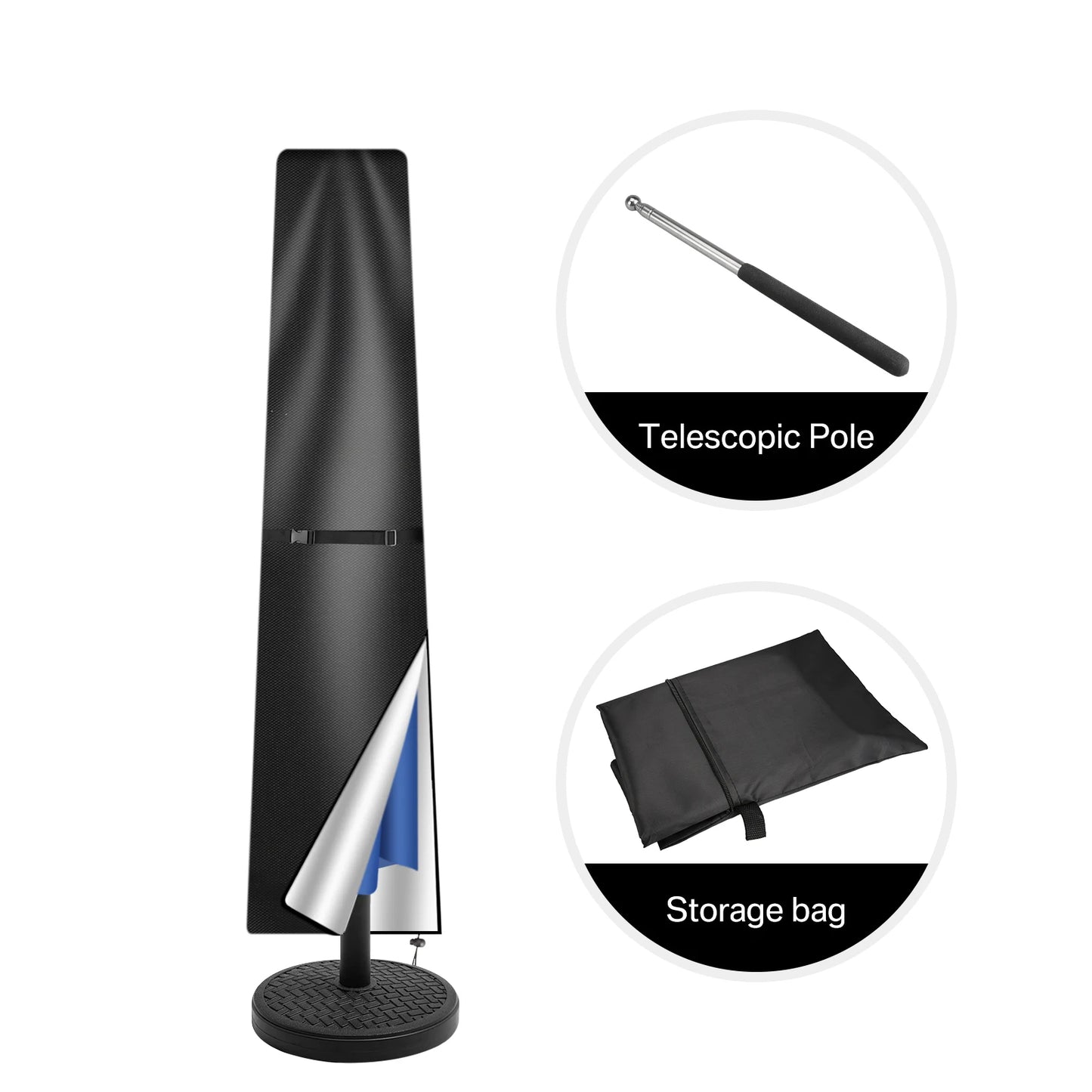 210D Oxford Waterproof Patio Umbrella Cover with Zipper & Rod