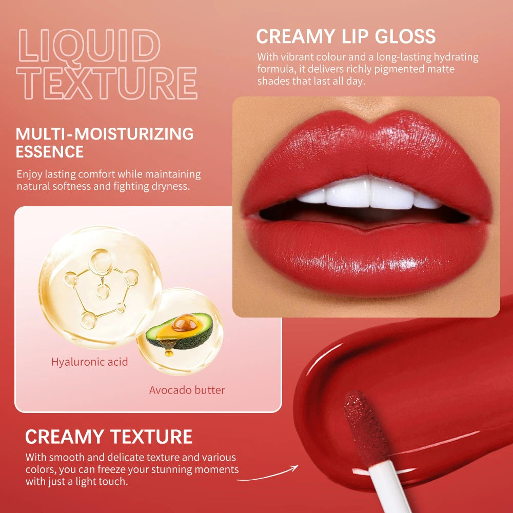 Waterproof Liquid Lipstick 8 Color Vitamin E Makeup Sets Lip Glosses Lip Plumpers Lip Cream Valentine's Day Gifts Peaceful Pleasures Health and Wellness