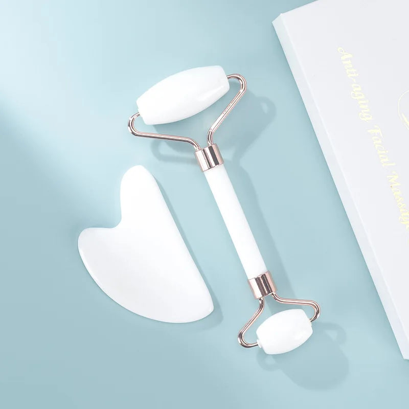 Gua Sha Facial Massage Set – Face Roller & Scraping Board