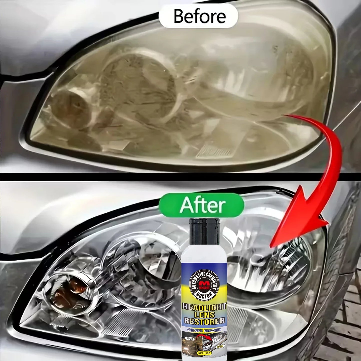Car Headlight Restoration Kit – Polish, Yellow & Scratch Remover
