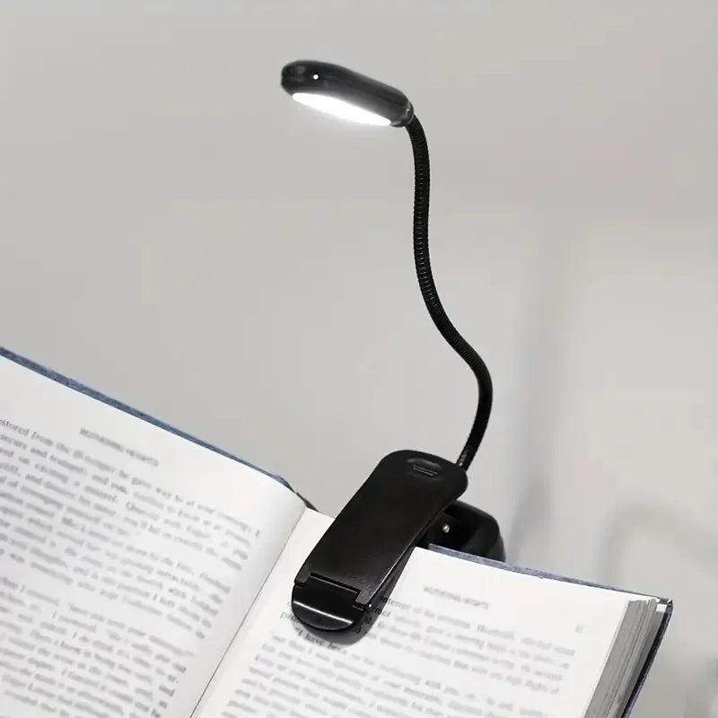 Battery Powered Mini LED Book Light with Clip Eye Protection Flexible Reading Lamp Desk Bedside Portable Night Light Study Light Peaceful Pleasures Health and Wellness