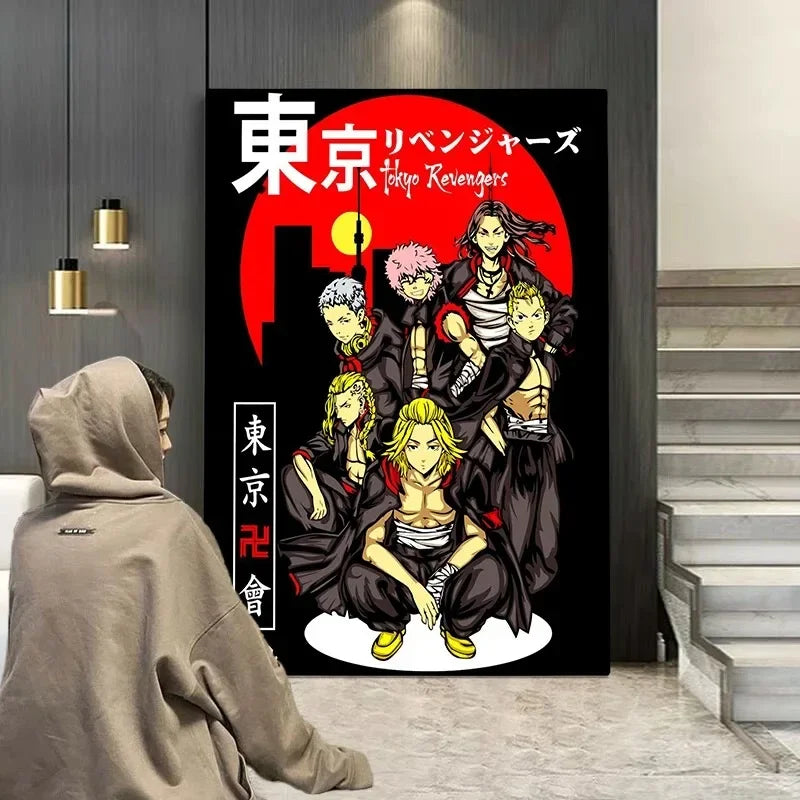 Canvas Painting Wall Art Anime TV Tokyo Revengers Poster Aesthetic Mikey Hanma Shuji Manga Mural Kawaii Room Decor Gift Peaceful Pleasures Health and Wellness