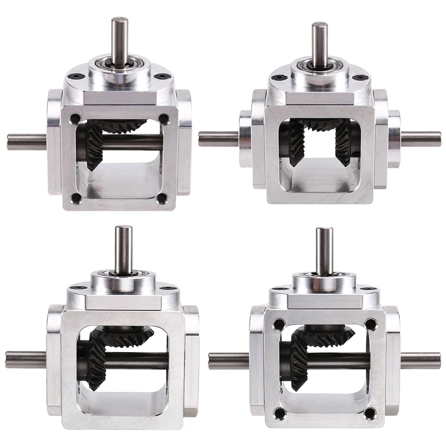 Y51A-Gearbox 90 Degree Right Angle Bevel Gear-Box With Mounting Hole 1:1 Shaft 1 Module 20 Teeth Bevel Gear A/B/C/D Peaceful Pleasures Health and Wellness Silver C