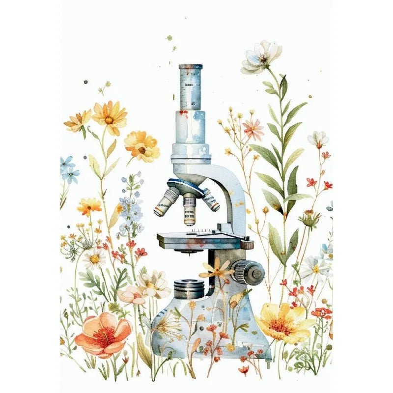 Retro Science Microscope Botanical Canvas Wall Art Poster Print Canvas Wall Art Peaceful Pleasures Health and Wellness 1 50x70cm Unframed