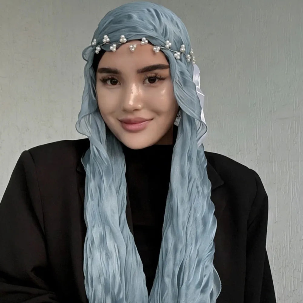 Solid Chiffon Scarf – Ruffled Shawl, Hijab & Wrap for Women