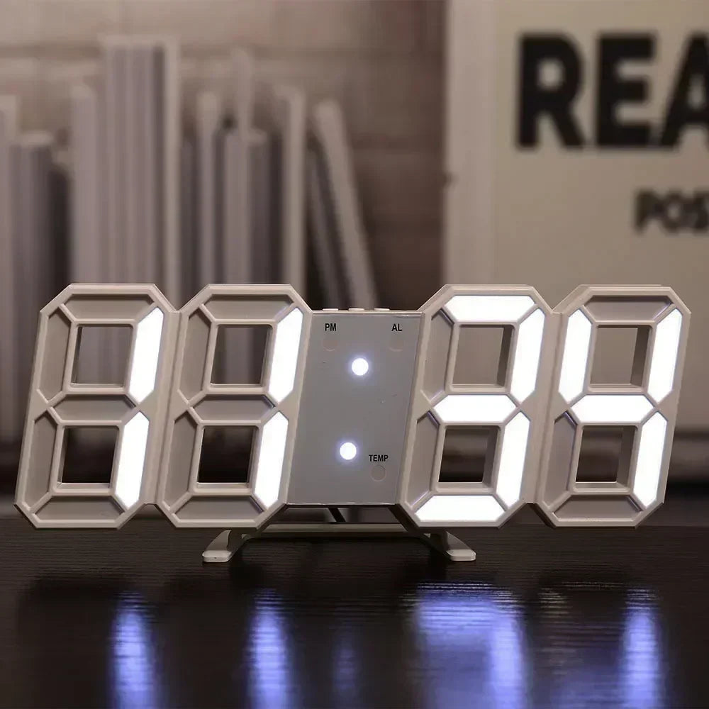 LED Digital Desk & Wall Clock – Alarm, Snooze & Dimmer