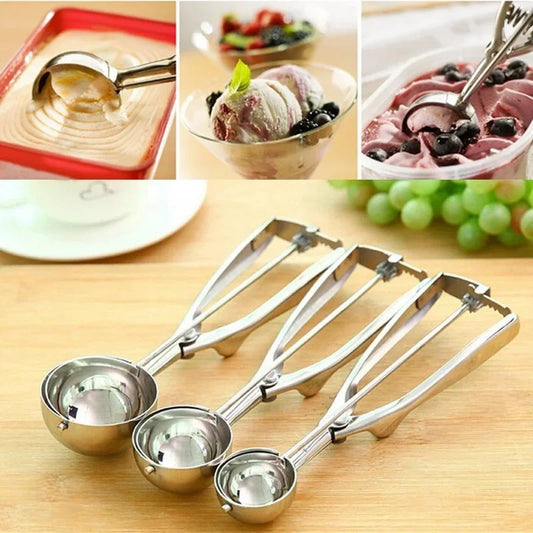 Stainless Steel Spoon Spring Handle Kitchen Stainless Ice Cream Mash Potato Scoop Kitchen Accessories Wholesale 3 Size for Choos Peaceful Pleasures Health and Wellness 1PC 6cm