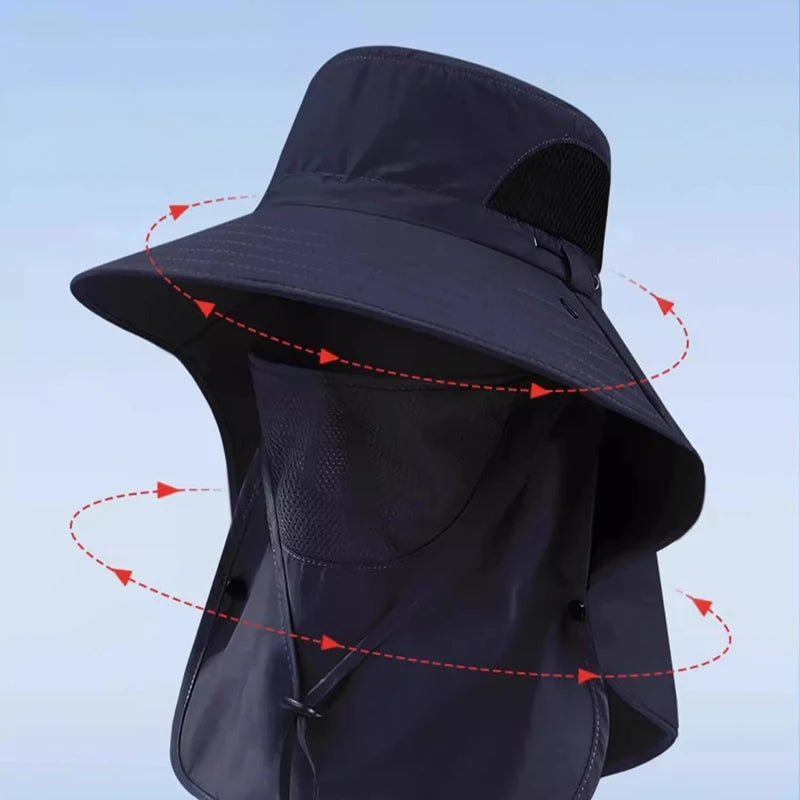 Large-brimmed Sun Protection Hat All-round Outdoor Mountain Climbing and Leisure Face Cover Mosquito Repellent Hat Peaceful Pleasures Health and Wellness