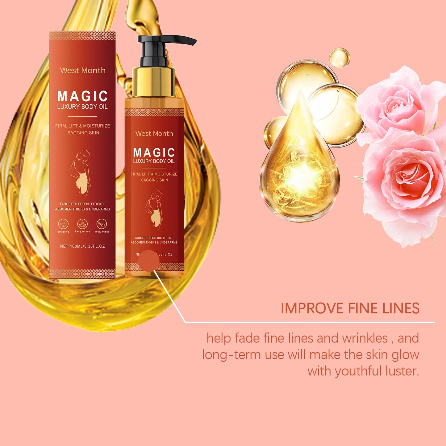 WEST MONTH Body Firming Oil | Lavender & Hyaluronic Acid Skin Oil