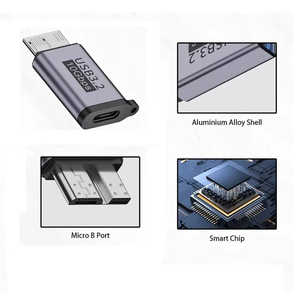 USB-C to Micro-B Adapter | USB 3.0 HDD Cable Connector