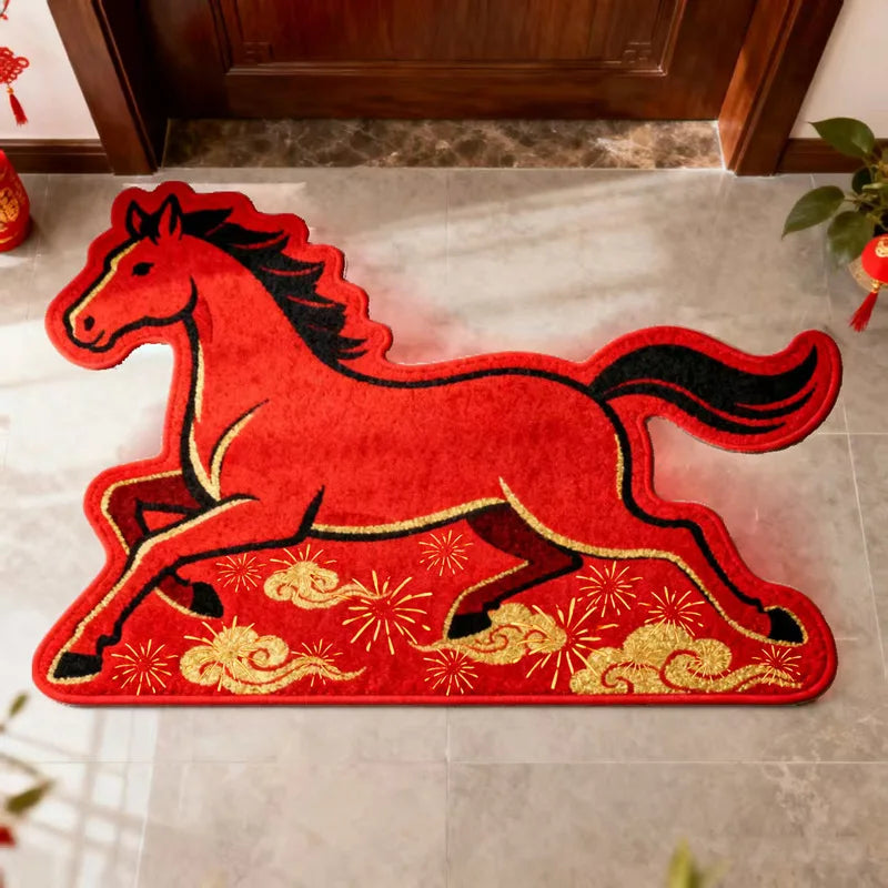2026 Year of the Horse Crystal Velvet Rug – Stain Resistant