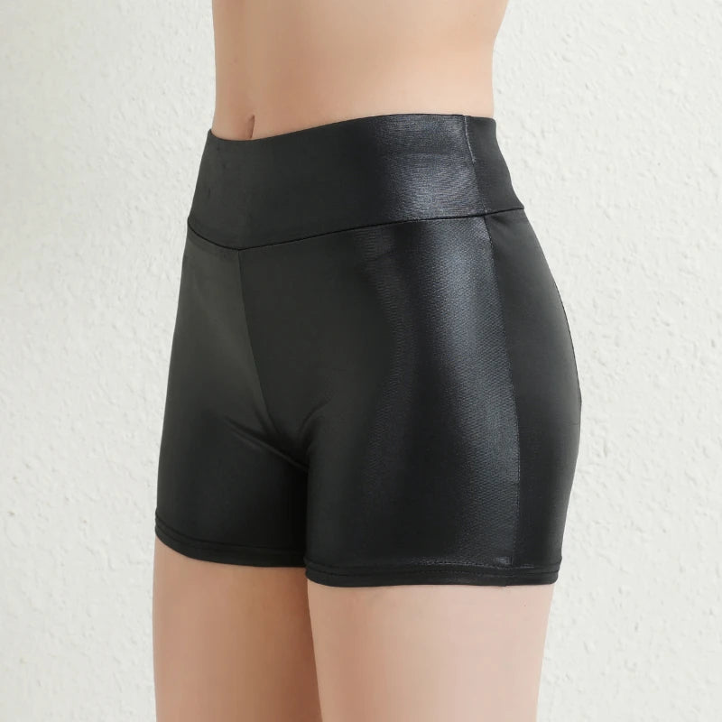 Sexy Nightclub Costumes Shorts Women PU Leather Shorts High Waist Solid Color Button Black Pants Fashion Summer Peaceful Pleasures Health and Wellness