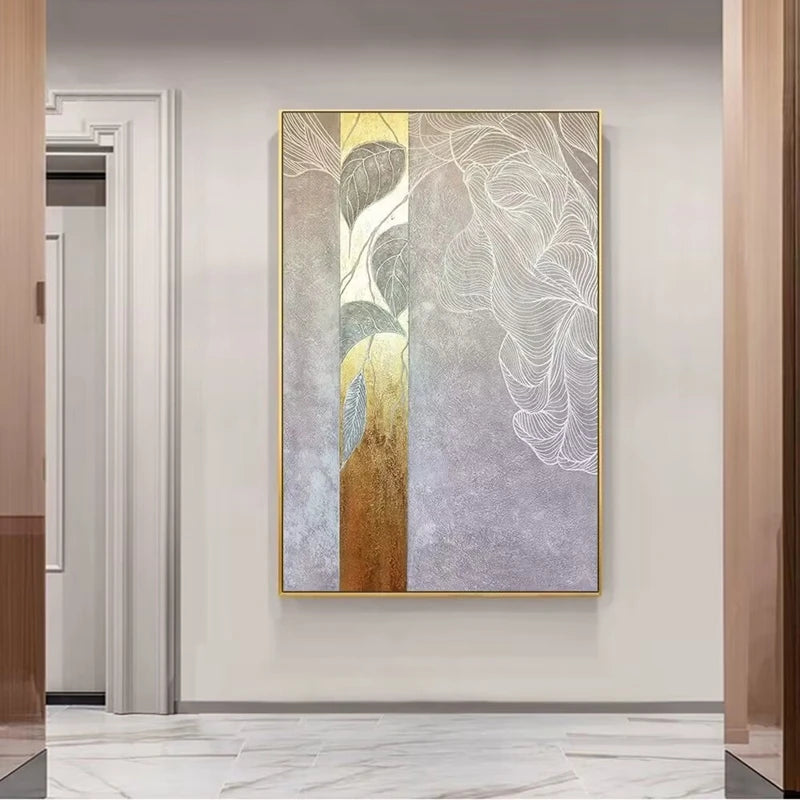 High Quality Beautiful Abstract Lines Oil Painting On Canvas For Home Wall Decor Pure Hand Painted Gold Poster Mural For Bedroom Peaceful Pleasures Health and Wellness