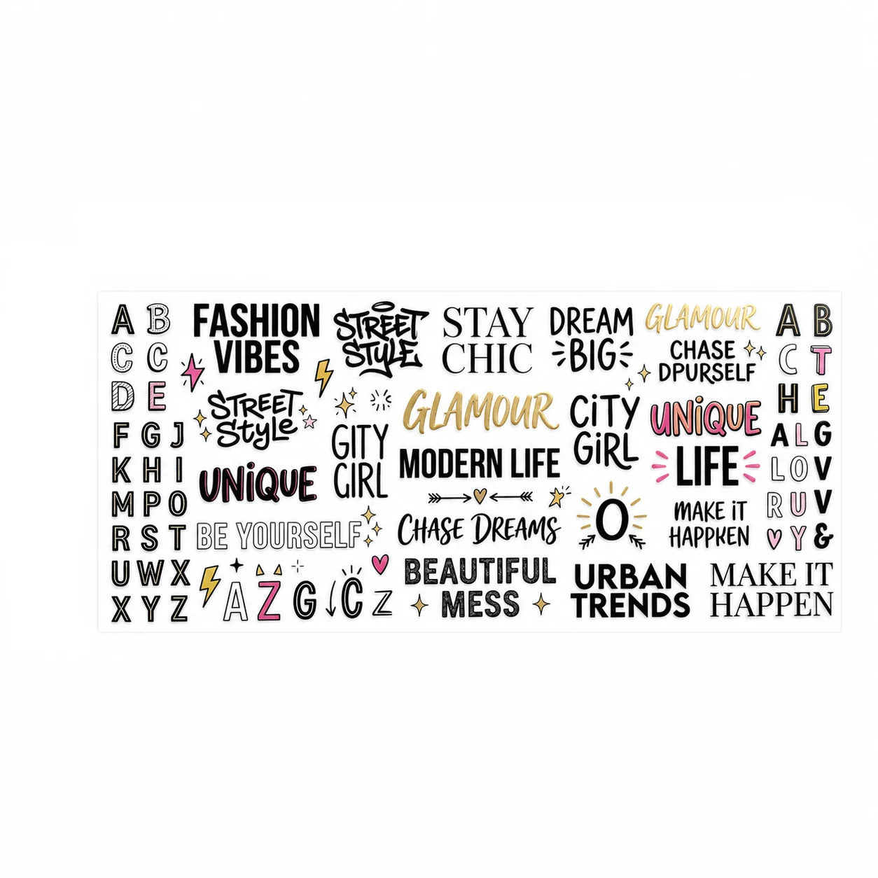 UV DTF Transfer Stickers | Street Style Letter Decals for DIY