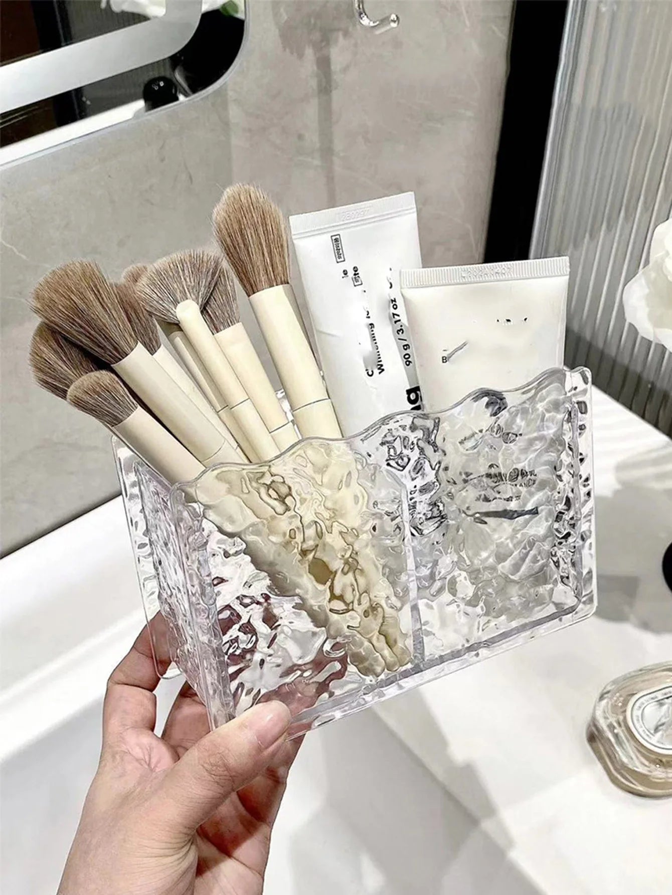 Transparent Cosmetics Storage Box Pencil Holder Stationery Sorting Box Lipstick Eye Shadow Eyebrow Pencil Storage Display Stand Peaceful Pleasures Health and Wellness
