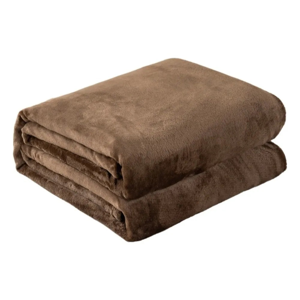 Solid Color Flannel Blanket – Soft Thickened Polyester Throw