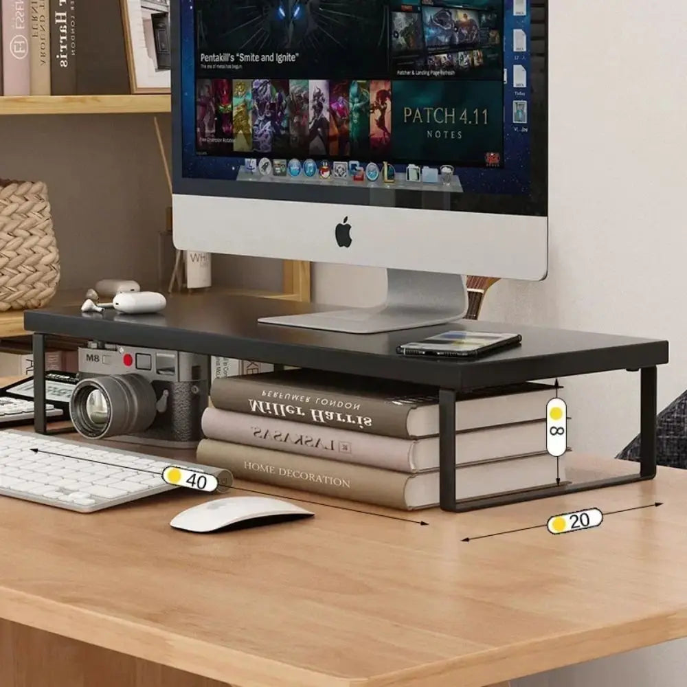 Computer Monitor Elevated Monitor Base Home Office Storage Rack Computer Desktop Creative Storage Rack Office Storage Supplies Peaceful Pleasures Health and Wellness 40X20X8cm black
