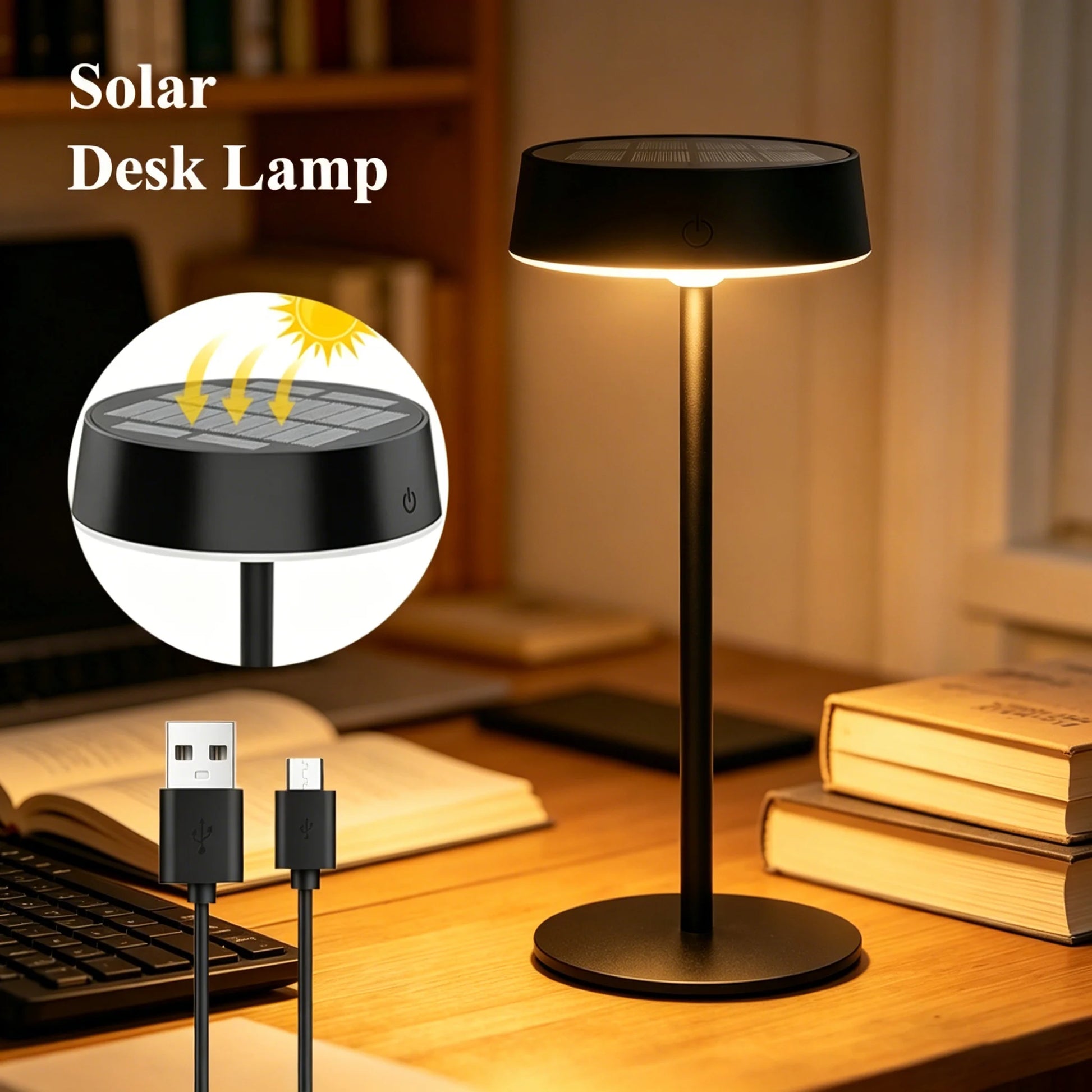 3 Color Temperature Desk Lamp Solar Light Table Lamp For Bedroom Camping Two Charging Way Waterproof Night Lights For Home Peaceful Pleasures Health and Wellness