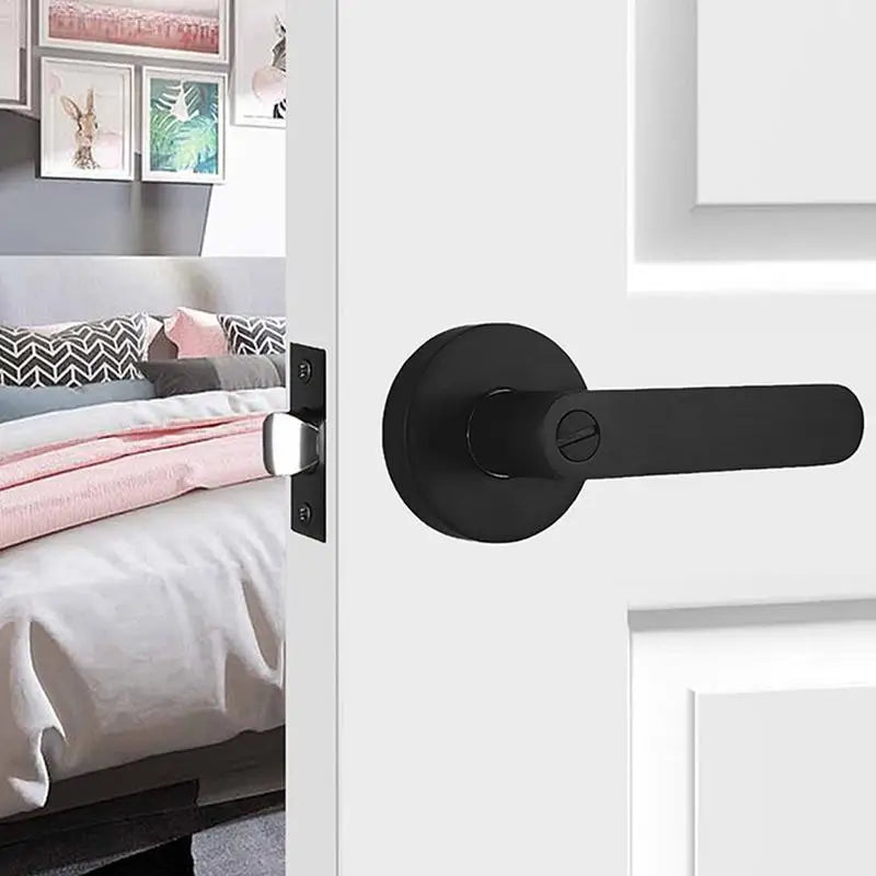 Heavy Duty Black Silent Door Lever | Keyless Privacy Lockset