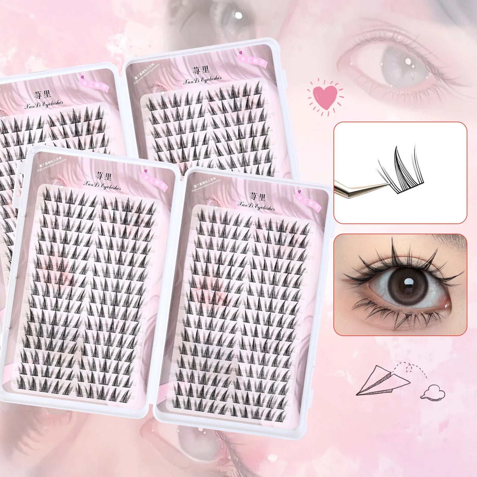 Large Capacity Manga Eyelash Book Dense False Eyelashes 8-12mm Single Cluster Fox-style Lashes Natural Volume Eyelash Extension Peaceful Pleasures Health and Wellness