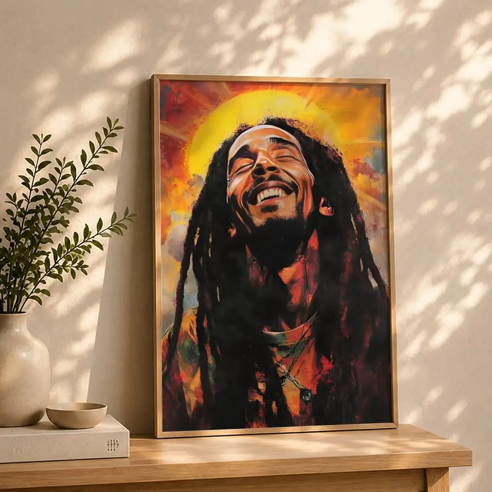 Bob Marley HD Self-Adhesive Waterproof Wall Poster | Home & Dorm Wall Art Poster Peaceful Pleasures Health and Wellness White2 15X20cmNoframe