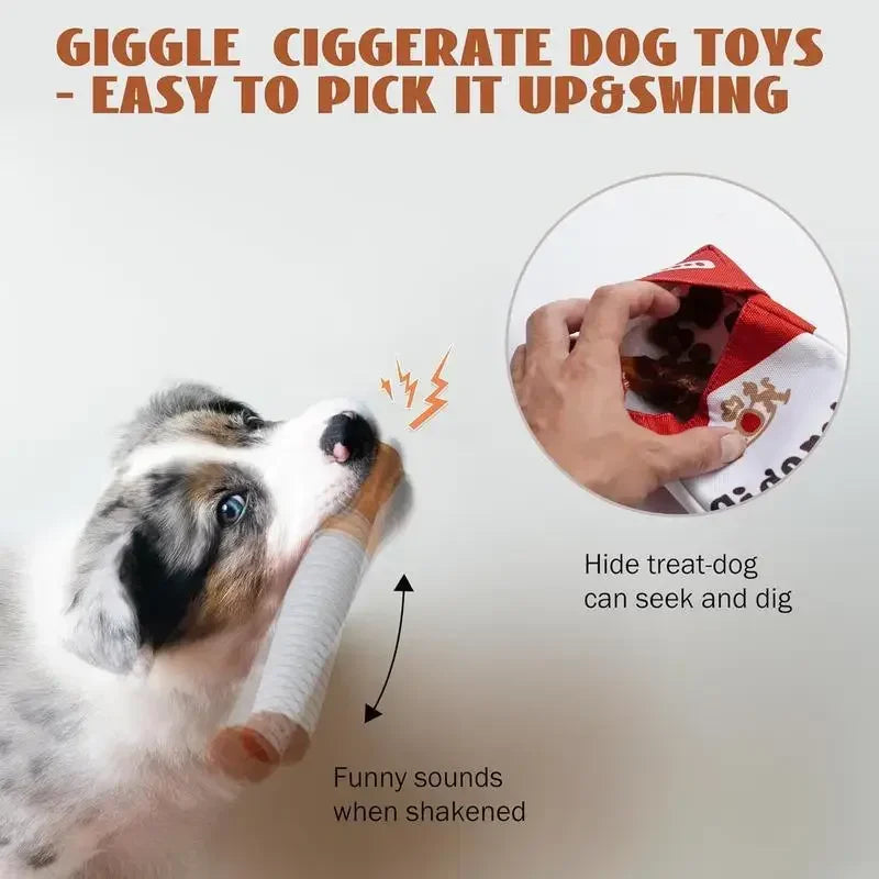 Squeaky Dog Toys for Chewing, Interactive Plush Cigarette Case Puppy Teething Toy, Fun Chewable Grinding Teeth Gift for Small Peaceful Pleasures Health and Wellness