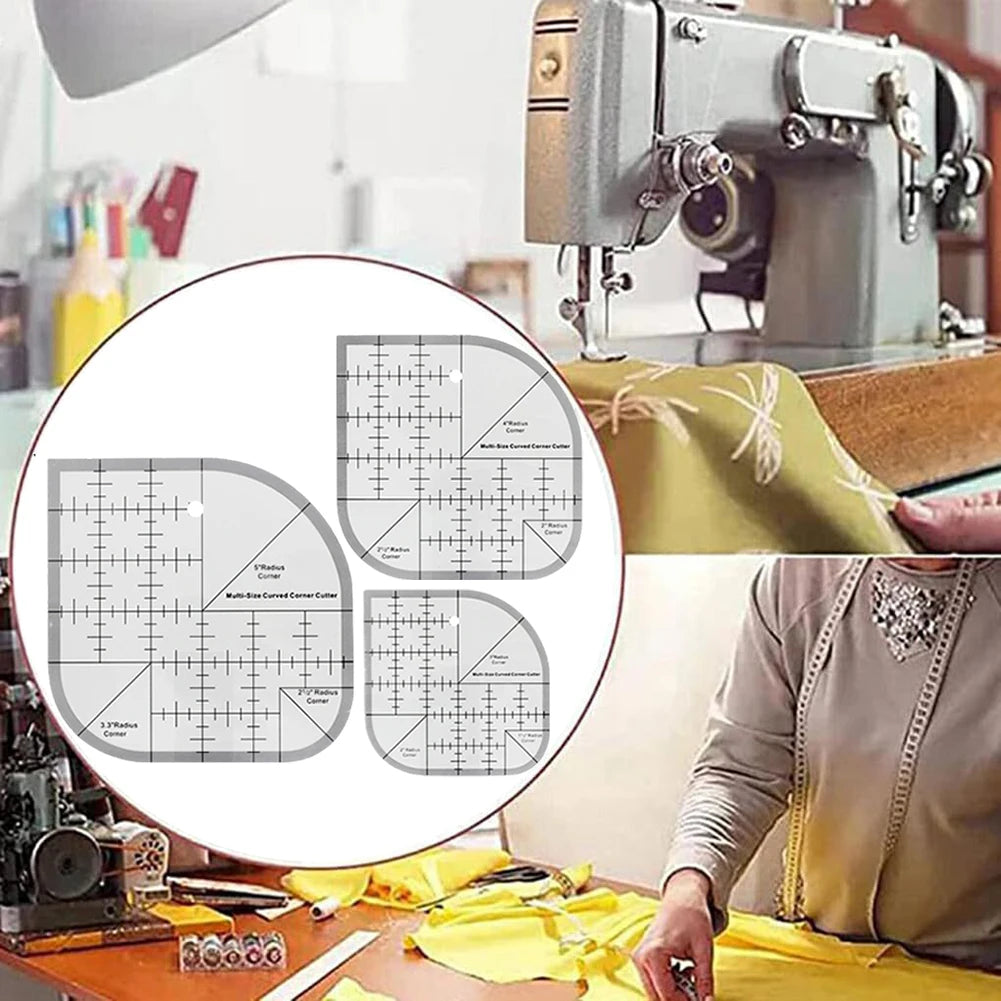 Non Slip Curved Corner Cutter Ruler Acrylic DIY Crafts Patchworks Sewing Template Household Patchworks Tool Sewing Supplies Peaceful Pleasures Health and Wellness