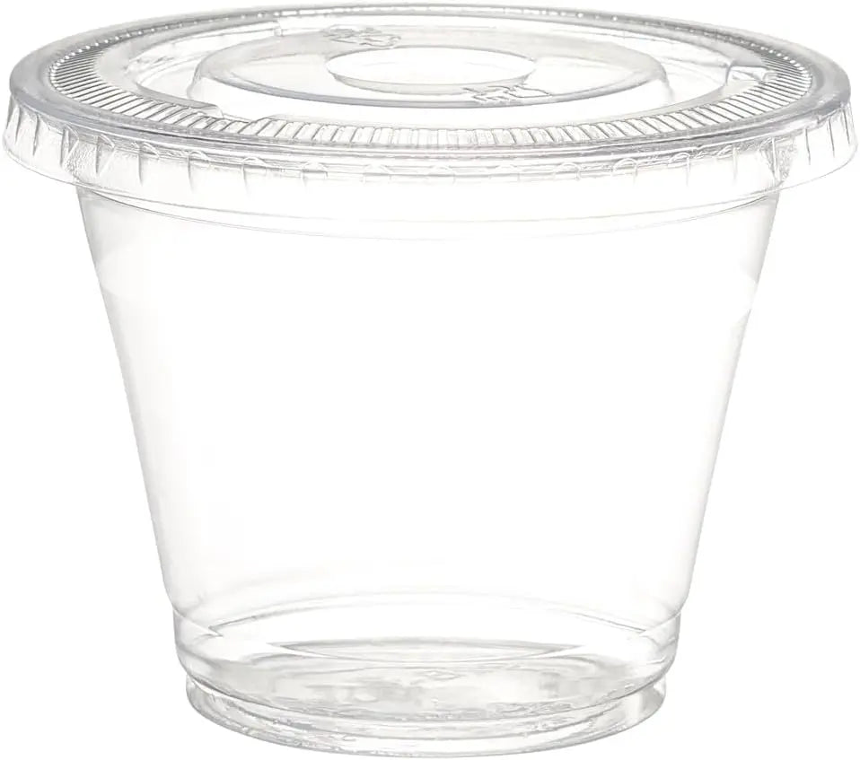 9oz or 270ml Clear Plastic Cups with Lids Disposable Cups with Flat Lids Ideal for Ice Cream,Cold Drinks Fruits Snacks Container Peaceful Pleasures Health and Wellness Flat No Hole 50pcs