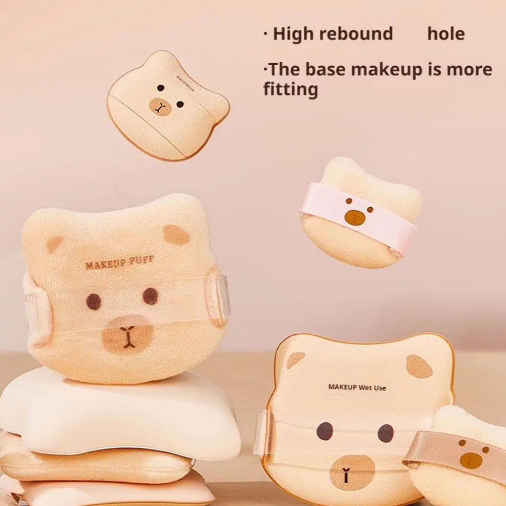 5/8Pcs Little Bear Friend Powder Puff Flawless Base Makeup Setting Thumb Marshmallow Powder Puff Powder Puff Box Air Cushion Peaceful Pleasures Health and Wellness