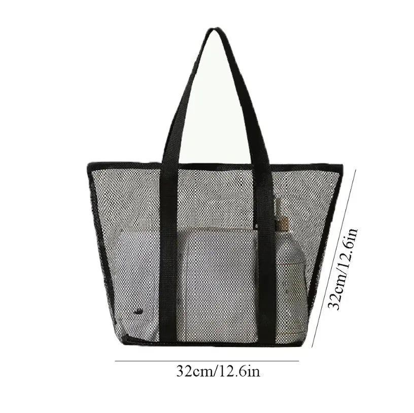 Mesh Beach Bag Large Initial Tote Bags Reusable Grocery Bags Foldable for Women Pool Swim Travel Vacation Essentials Peaceful Pleasures Health and Wellness B