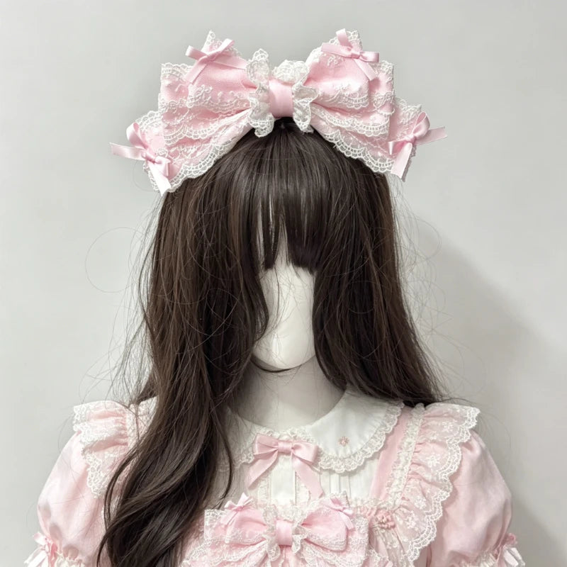 1pc Subtle and Versatile Sweet Ballet Style Lolita Big Bow Multi-layer Headband Lolita Headwear Peaceful Pleasures Health and Wellness