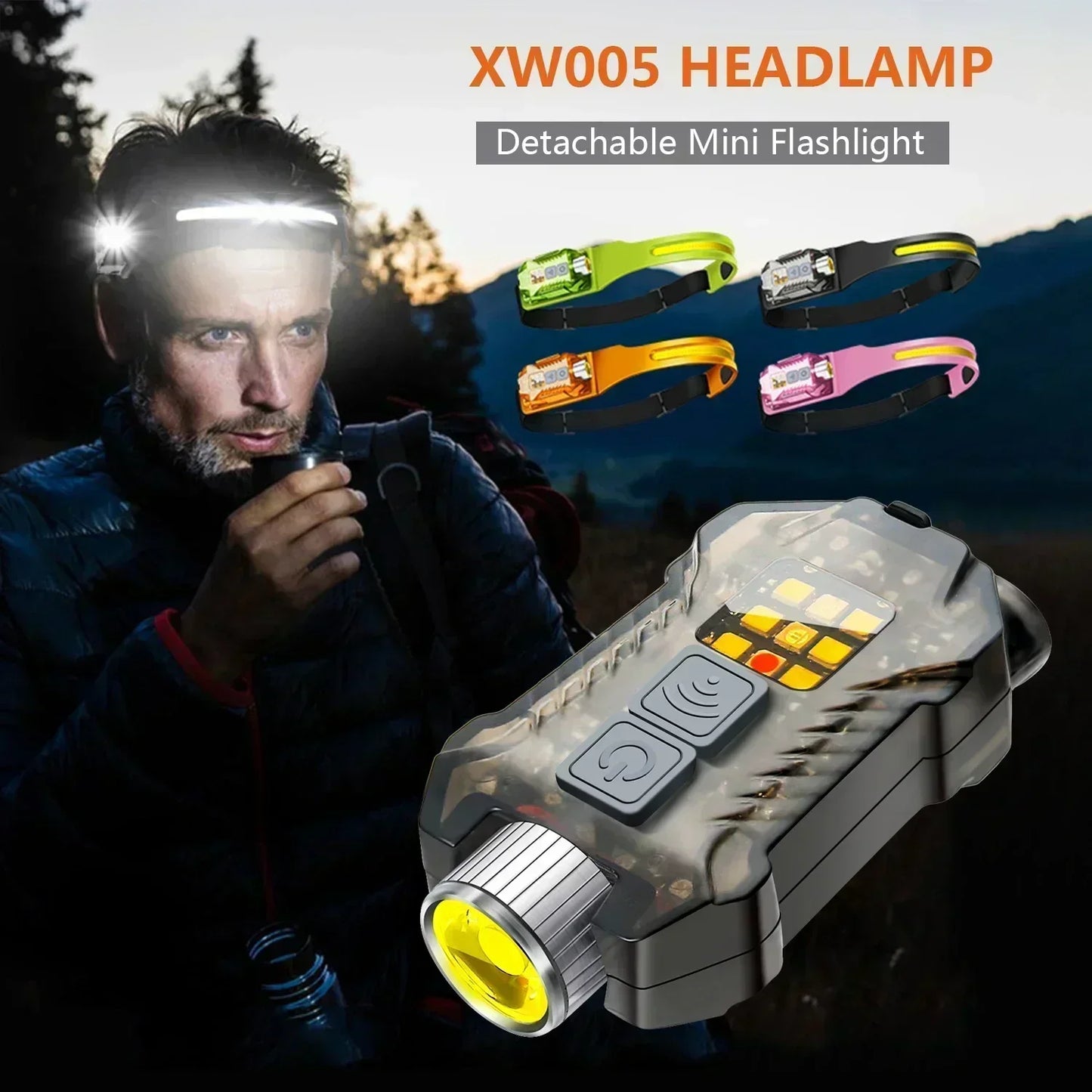 LED Sensor Headlamp USB-C Rechargeable | 9 Modes, IP65