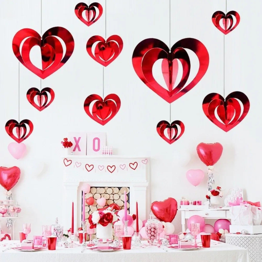 3D Love Flower Spiral Hanging Party Decorations – 16 Pcs