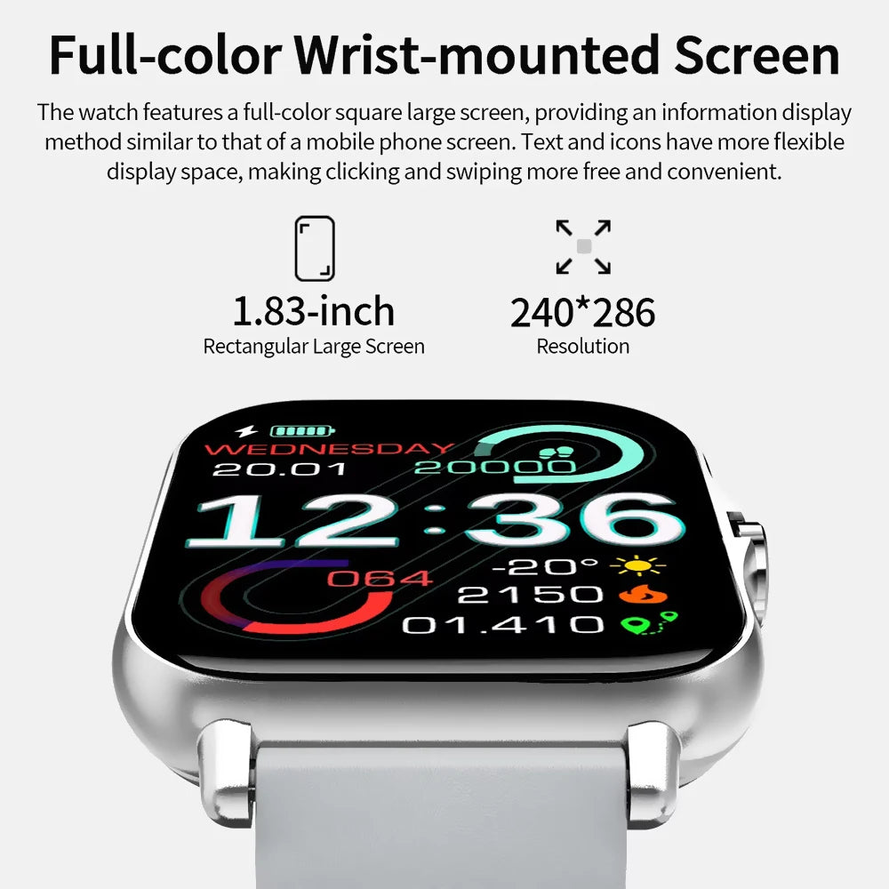 HW12 Smartwatch BT Calling Health Sleep Monitor 1.83" HD Screen