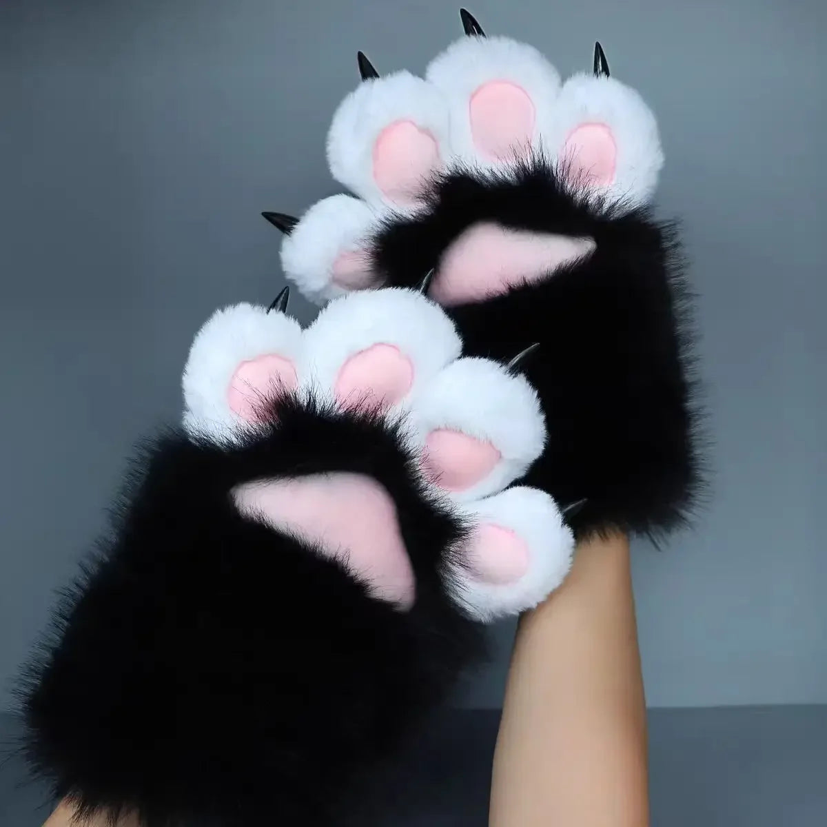 Faux Fur Furry PAWS Gloves Long Nailed Claws Kigurumi Cosplay Costume Mittens Halloween Party Props for Women Party Accessories Peaceful Pleasures Health and Wellness
