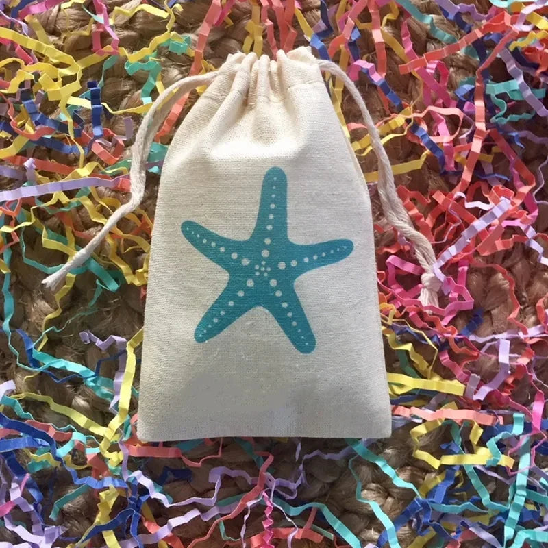 5-Pack Starfish Favor Bags | Beach Wedding & Party Gift Bags Party Favor Bags Peaceful Pleasures Health and Wellness bags 5 pieces 13x18cm