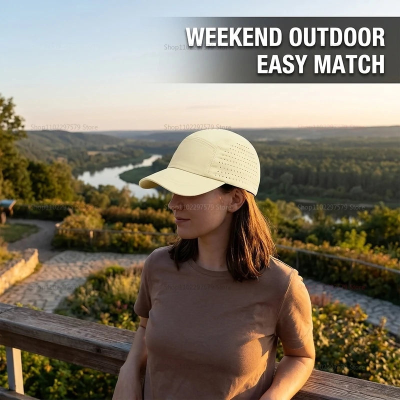 Quick Dry Mesh Baseball Cap Breathable Lightweight UV Sun Protection Short Brim Sport Hat Unisex Outdoor Hiking Fishing Travel Peaceful Pleasures Health and Wellness