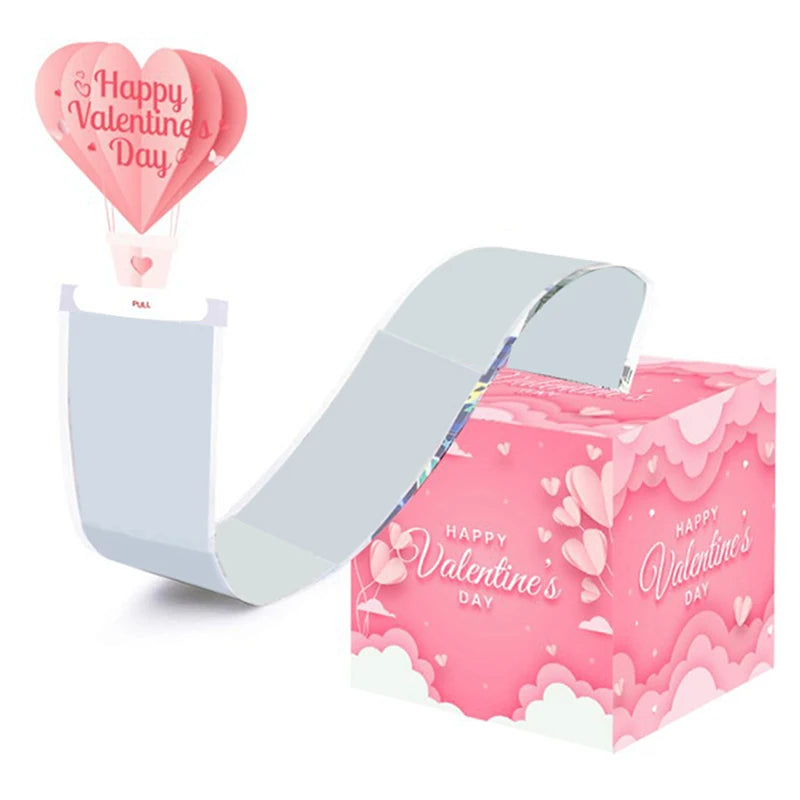 Valentine's Day Money Pull Box with Greeting Card | Pink & Red