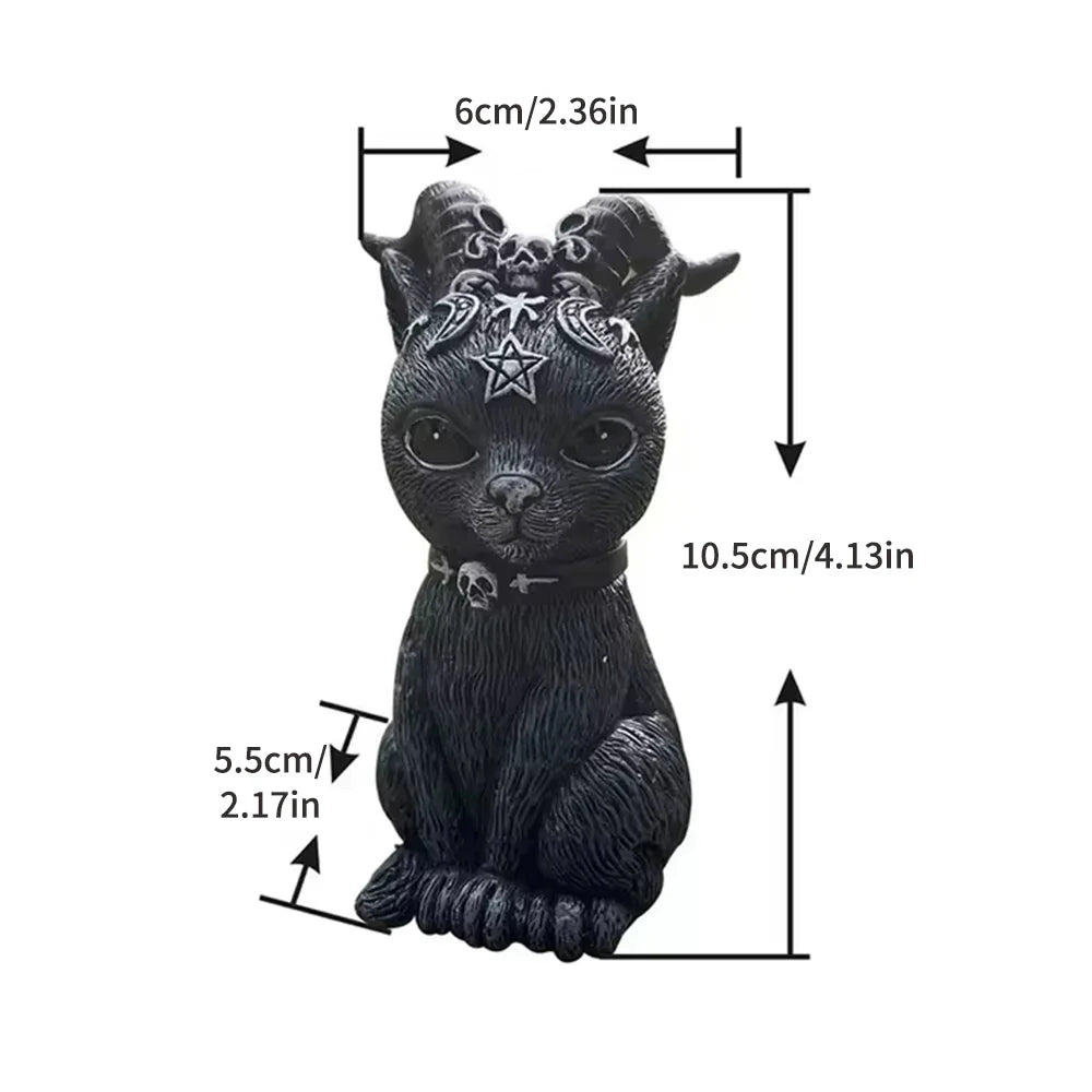 Black Cat Witch Figurine | Hand-Painted Halloween Desk Ornament