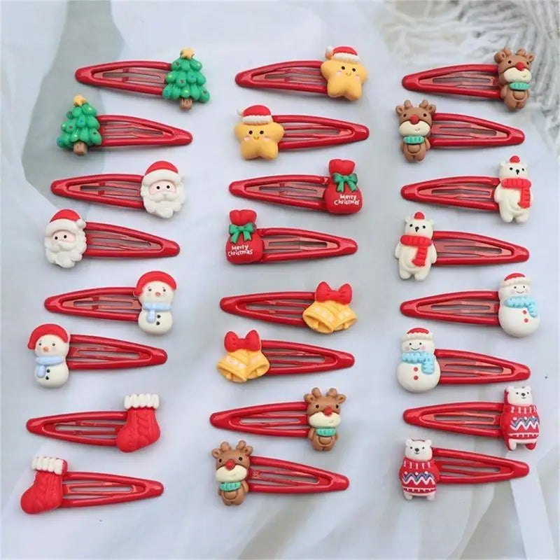 Christmas Hair Clips for Girls – Holiday Barrette Set 8–10pc