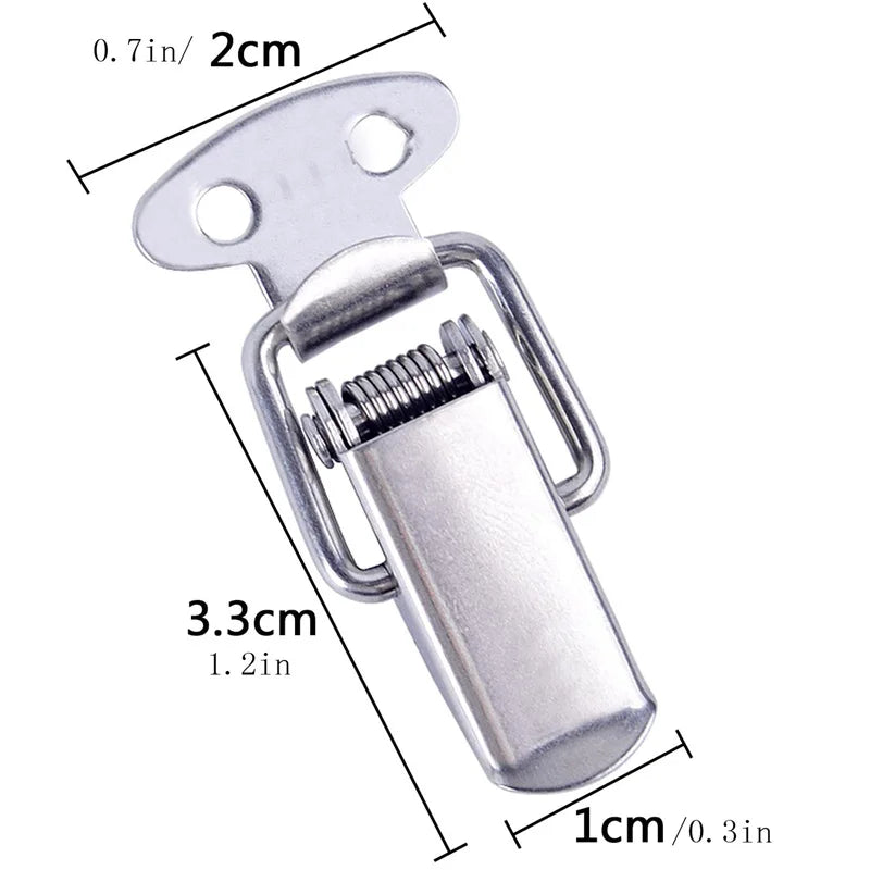 6PC Set Stainless Steel Tension Lock Cap High Quality Cabinet Boxes Spring Loaded Latch Catch Toggle Hasp Sliding Tool Part Peaceful Pleasures Health and Wellness