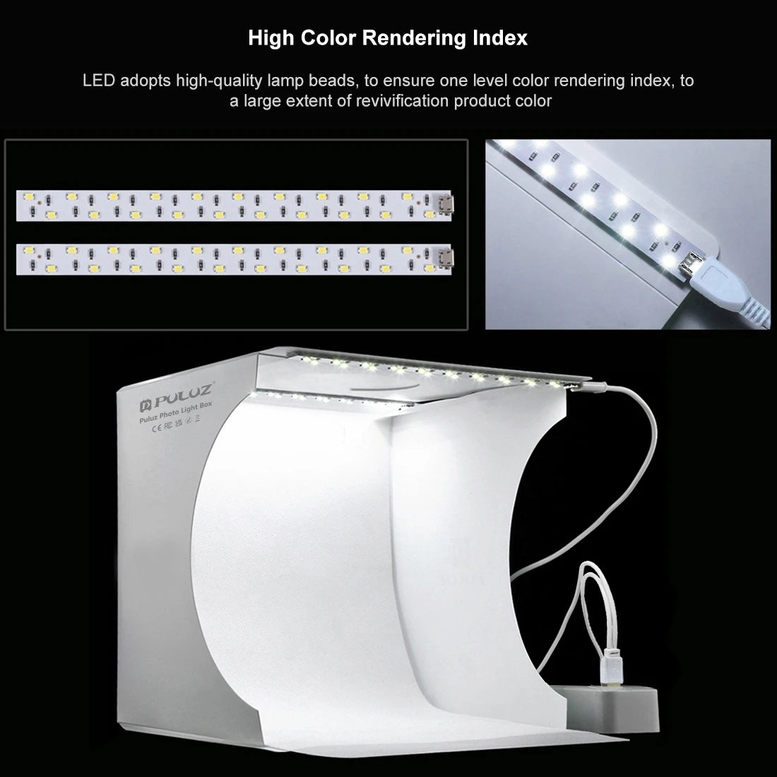PULUZ 20cm LED Photo Studio Light Box Kit | 6 Backdrops
