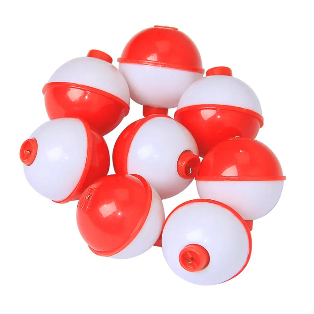 30pcs Fishing Bobbers 1.25 Inch Snap on Float Red and White Bobbers Push Button Round Buoy Floats Fishing Tackle Peaceful Pleasures Health and Wellness