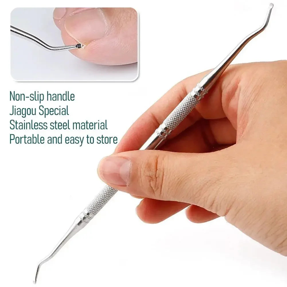 1/3pcs Stainless Steel Armor Remover Paronychia Cuticle Pedicure Double Head Nail Groove Scoop Tick Ingrown Toenail Pick Tool Peaceful Pleasures Health and Wellness