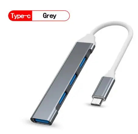 New USB 3.0 Hub 4 Port USB Hub High Speed Type C Splitter 5Gbps For PC Computer Accessories Multiport HUB 4 USB 3.0 2.0 Ports Peaceful Pleasures Health and Wellness Type C - grey