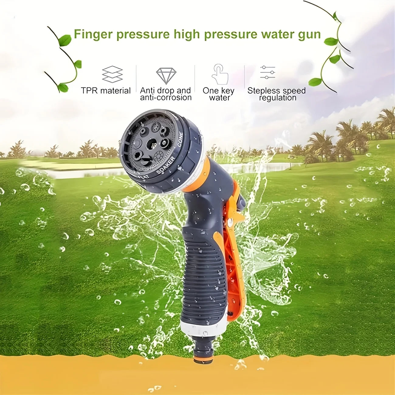 8-Mode High Pressure Garden Spray Gun & Adjustable Hose Nozzle Garden Hose Nozzle Peaceful Pleasures Health and Wellness