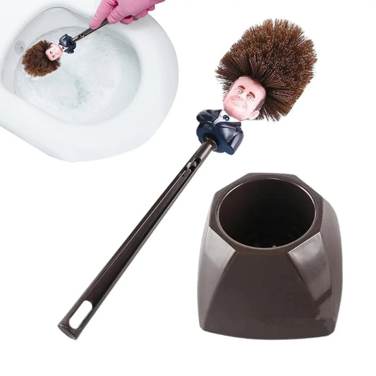 Cartoon President Toilet Brush with Holder | Funny Gag Gift Novelty Toilet Brush Peaceful Pleasures Health and Wellness